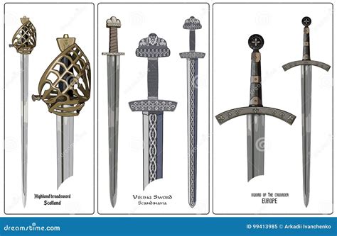 Ancient Europe Weapon - Set of Swords. Viking`s Sword, Sword Knights ...