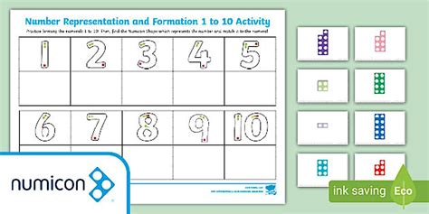 Numicon Shape Representation/Formation 1-10 Worksheet
