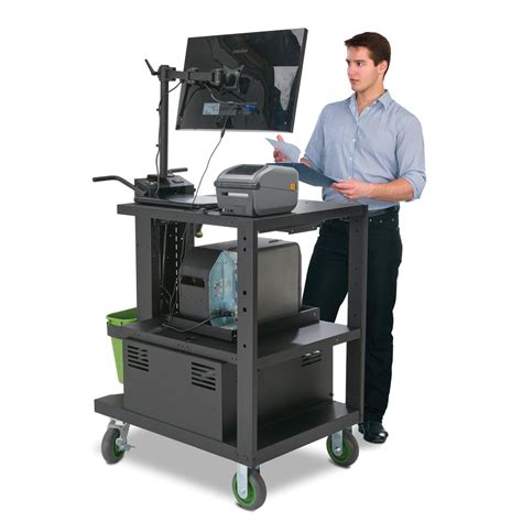 Computer Workstation Cart Mobile Computer Workstation, Standing