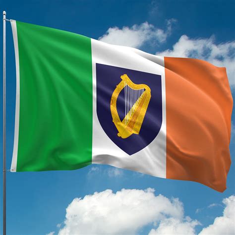 Irish Flag – Ireland Flag with Coat of Arms Harp - Éire tricolour flag ...