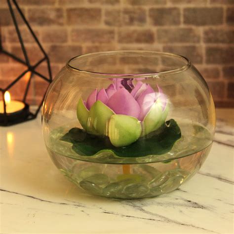 Buy TIED RIBBONS Glass Vase for Decoration Round Glass Vessel with Faux ...