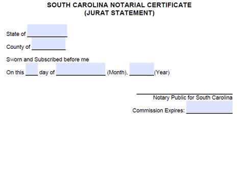 Free South Carolina Notary Acknowledgement Forms - PDF - Word