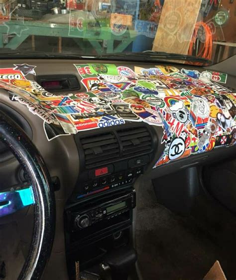 dashboard sticker bomb | Car decor, Car interior diy, Inside car