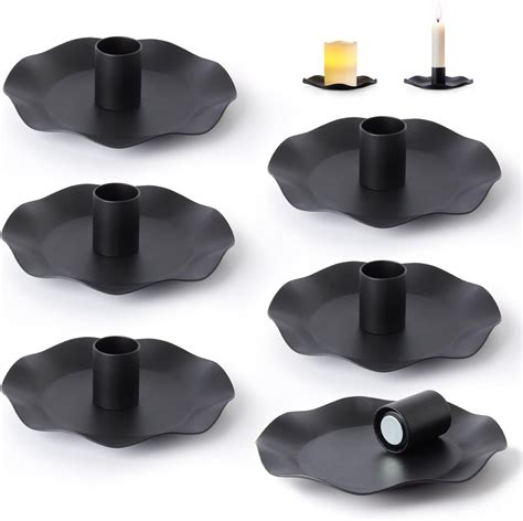 Amazon.com: Black Taper Iron Candle Holders, Set of 4 Pillar Tealight ...
