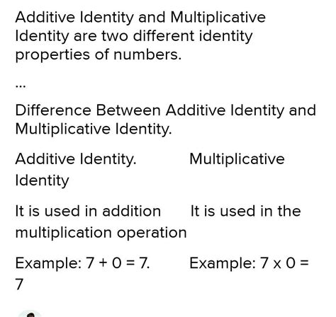 The difference of additive identity and multiplicative identity is a) 1 ...