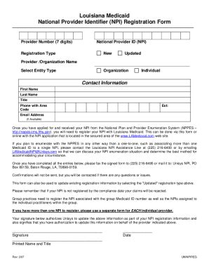 Fillable Online Louisiana Medicaid Npi Registration Form - 2023 Updates ...
