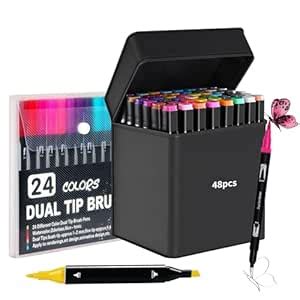 Corslet 72 Pack 48pc Alcohol Markers for Artists with Highlighter Water ...