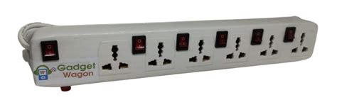 Gadget-Wagon 6 Plug Extension | Individual Switch | Universal Input | 5 ...