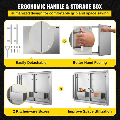 VEVOR 36 x 23-IN Outdoor Kitchen Doors Built-In Grill Cabinet Double ...