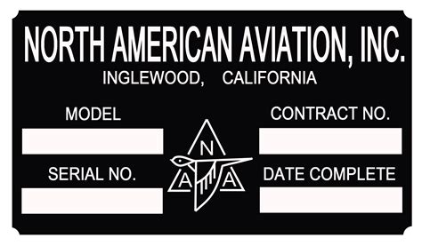North American Aviation Data Plate