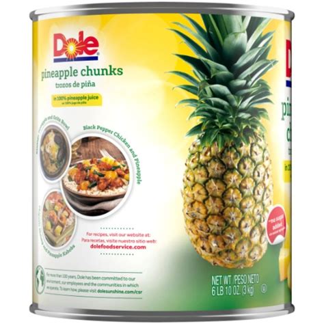 Dole Pineapple Chunk in 100% Pineapple Juice, 106 Ounces, 6 Per Case