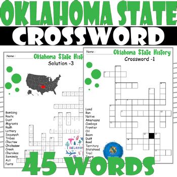 Oklahoma State History Crossword Puzzle , All about Oklahoma Crossword ...