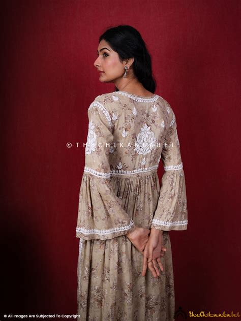 Eliza Modal Chikankari Kurta Set-Beige|The chikan Label