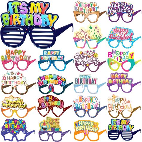 Buy PixiPy Happy Birthday Photo Booth Props Glasses - 20-Pack Funny ...