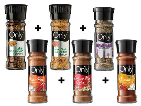 On1y World Cuisine Seasonings (Set of 6)| Mexican (50g)| Chinese Five ...