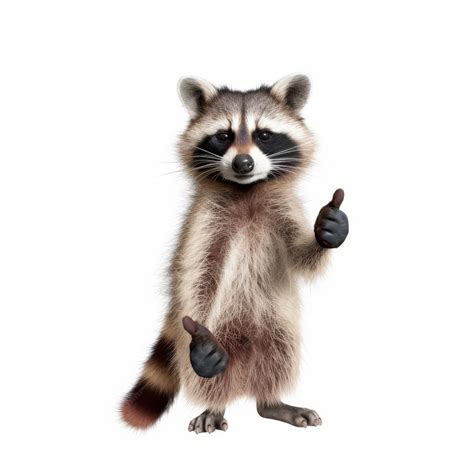 Premium AI Image | A raccoon giving a thumbs up isolated on white ...