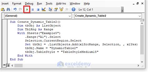 Excel VBA Create Excel Table 的图像结果