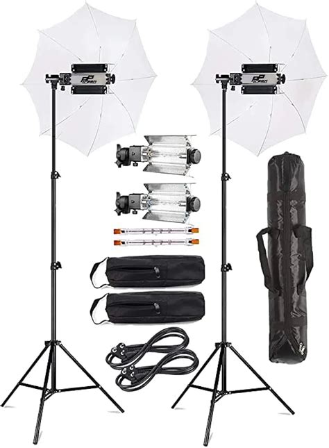 PICPRO Porta Kit with Pair of 9ft Light Stands, Pair of 1000W Halogen ...