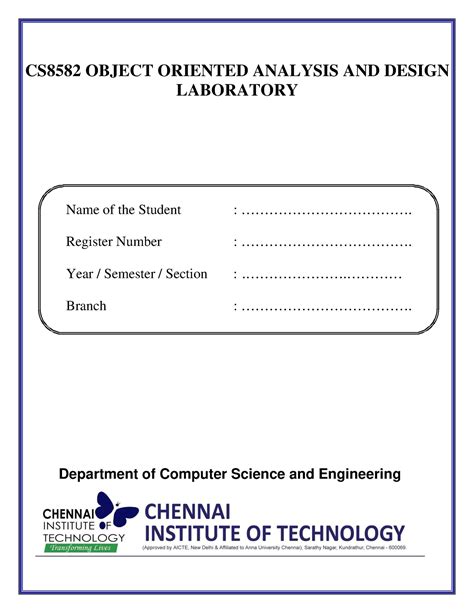 OOAD Lab Manual Final - CS8582 OBJECT ORIENTED ANALYSIS AND DESIGN ...