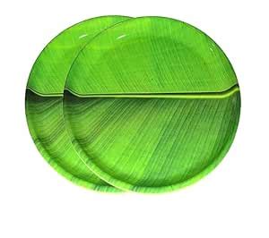 Buy VRCT Round Banana Leaf Printed Melamine Dinner Plates Dishwasher ...