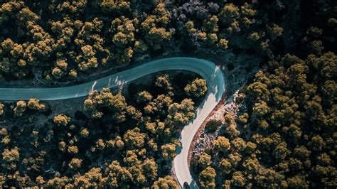Wallpaper road, winding, aerial view, trees, nature hd, picture, image