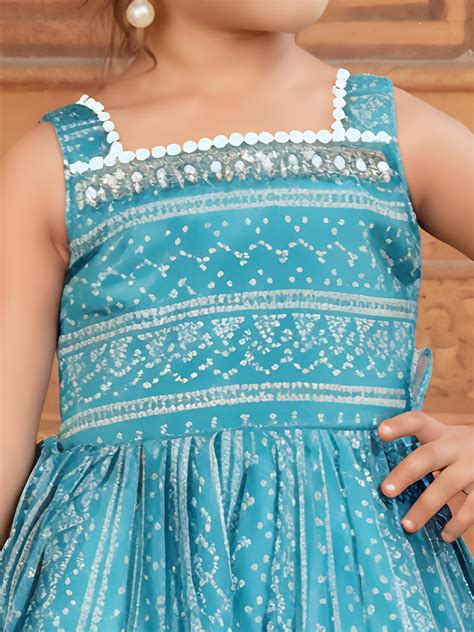 Teal Bandhani-Style Peplum Top with White Patiala and Dupatta for Girl ...