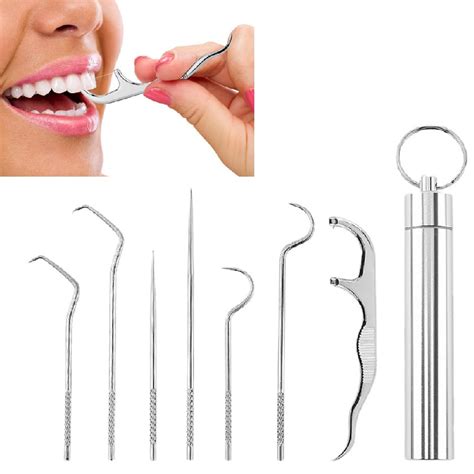 Buy Gozaqe Teeth Cleaning Tool,7 Pcs Stainless Steel Dental Floss ...