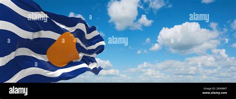 flag of West Indies Federation 1958 1962, Caribbean at cloudy sky ...