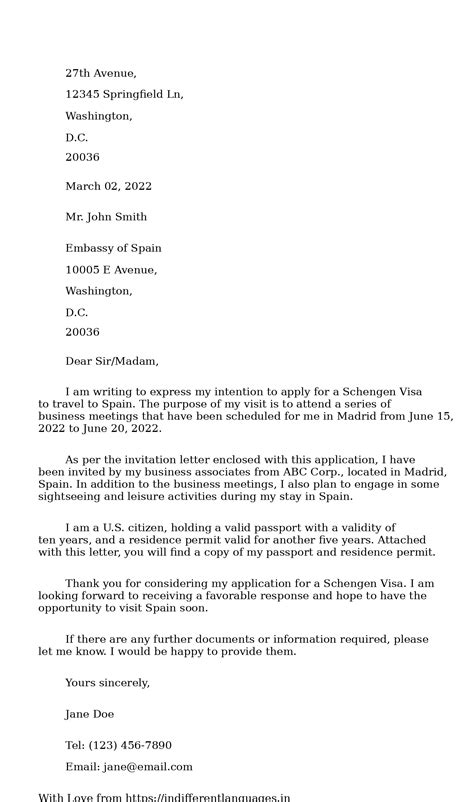 2 Examples of Schengen Visa Cover Letter Sample