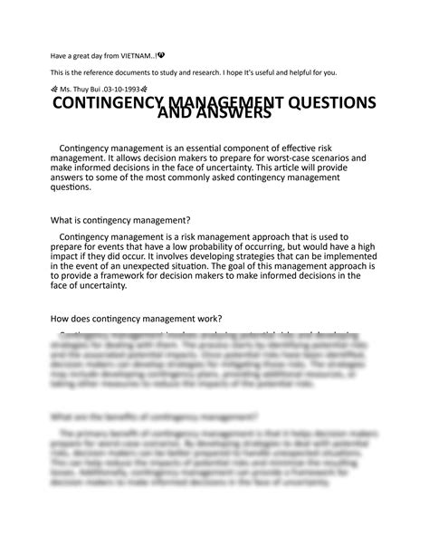 Image result for What Is Contingency Questions