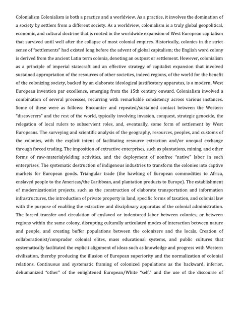 Colonialism - As a practice, it involves the domination of a society by ...