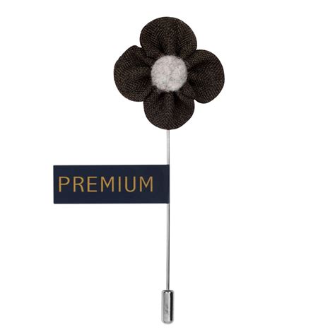 Buy The Four Petal Classic Flower - Dark Grey, Grey Brooch Lapel Pin ...