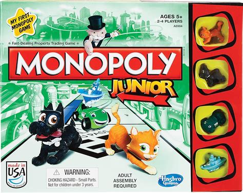 Amazon.com: Hasbro Gaming Monopoly Junior Board Game for Kids Ages 5 ...