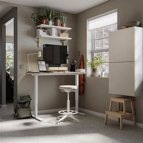TROTTEN desk sit/stand, beige/white, 120x70 cm (471/4x271/2") - IKEA