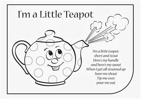 tea pot coloring sheets - Google Search | Nursery rhymes activities ...