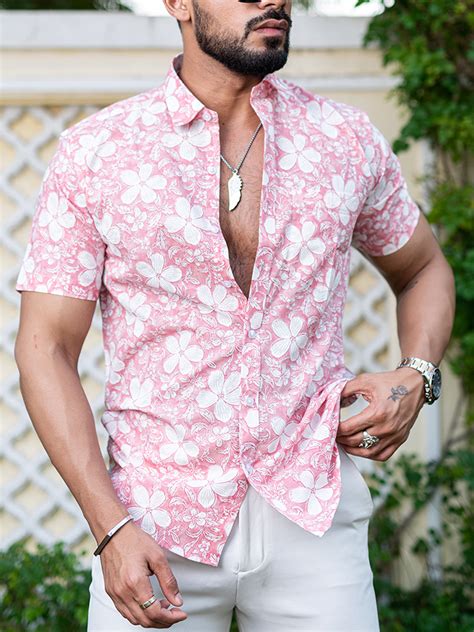 Buy Dusty Rose Chintz Printed Half Sleeves Cotton Shirt Online | Tistabene