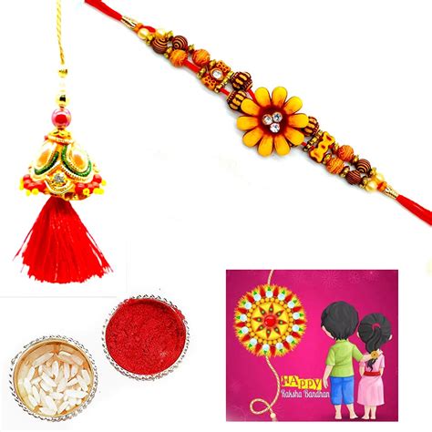 Buy Traditional Villa Fancy Design Rakhi Rakhi for Brother and bhabhi ...