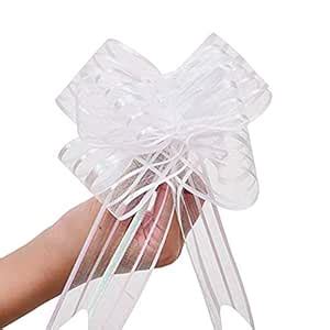 Home REPUBLIC-10 Bow Silver Colour Wedding Pull Bow Organza Striped ...