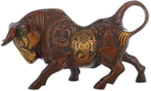 Kapasi Handicrafts Brass Antique Animal Sculpture Statue Bull (OX ...