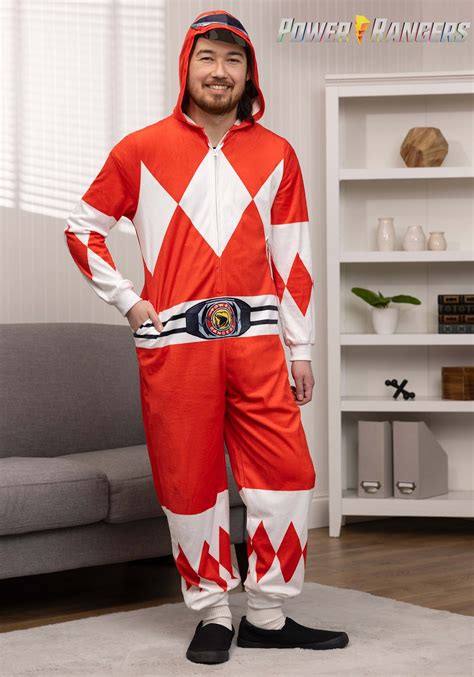 Power Rangers Adult Red Ranger Hooded Union Suit Costume