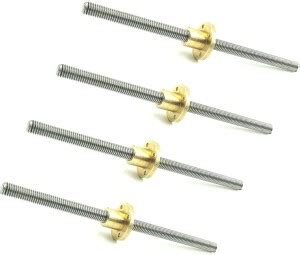 INVENTO 4Pcs 300mm SS304 Threaded Rod M12 12mm OD + M12 nut 1.75mm ...