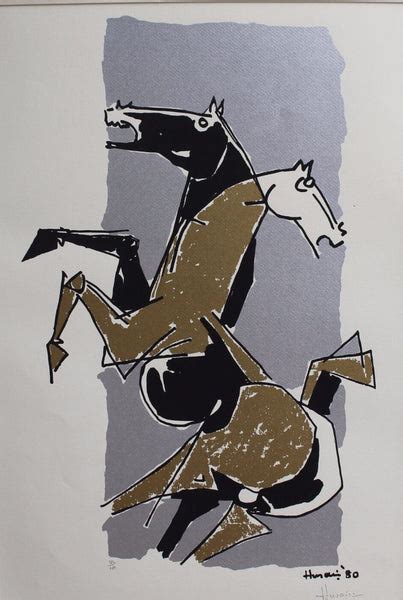 The Two Horses - Art Prints by M F Husain | Buy Posters, Frames, Canvas ...