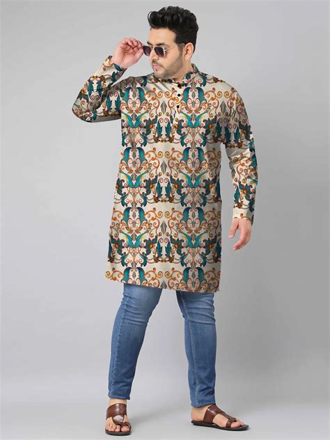 Baroque Motif Digital Printed Plus Size Kurta | Guniaa