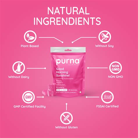 Purna Gummies: Multivitamin Gummies - Strawberry - 30 Gummies
