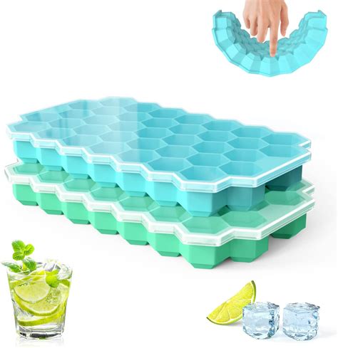 Amazon.com: Ice Cube Tray Silicone Flexible 76 Cubes Ice Trays Freezer ...