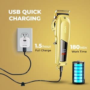 VGR Digital Display Professional Cordless Hair Clippers Electric Hair ...