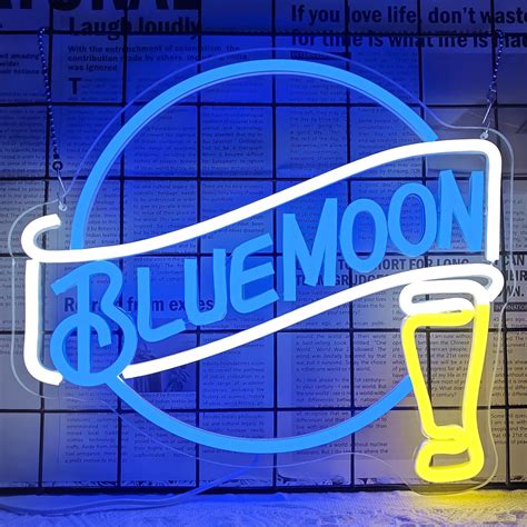Amazon.com : JooeTuu Blue Moon Beer Neon Signs Dimmable Bar Neon Beer ...