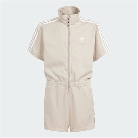 adidas Adicolor Short Sleeve Jumpsuit - Beige | adidas GH
