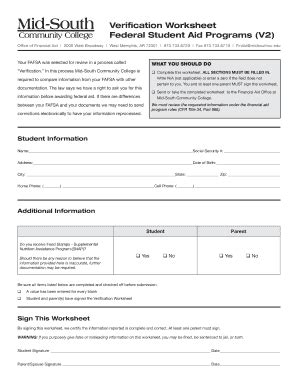 Fillable Online midsouthcc SNAP Verification worksheet V2 - Mid South ...