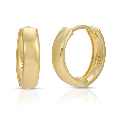 14k Real Gold Huggie Earrings Round Gold Huggies Round Huggies Gold ...